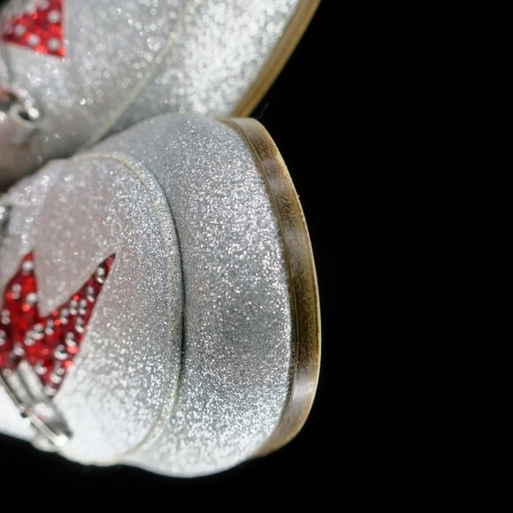 Nine West Wild Girls Lightning Bolt Horsebit Loafers Shimmer Silver/Red 8M - Picture 4 of 7